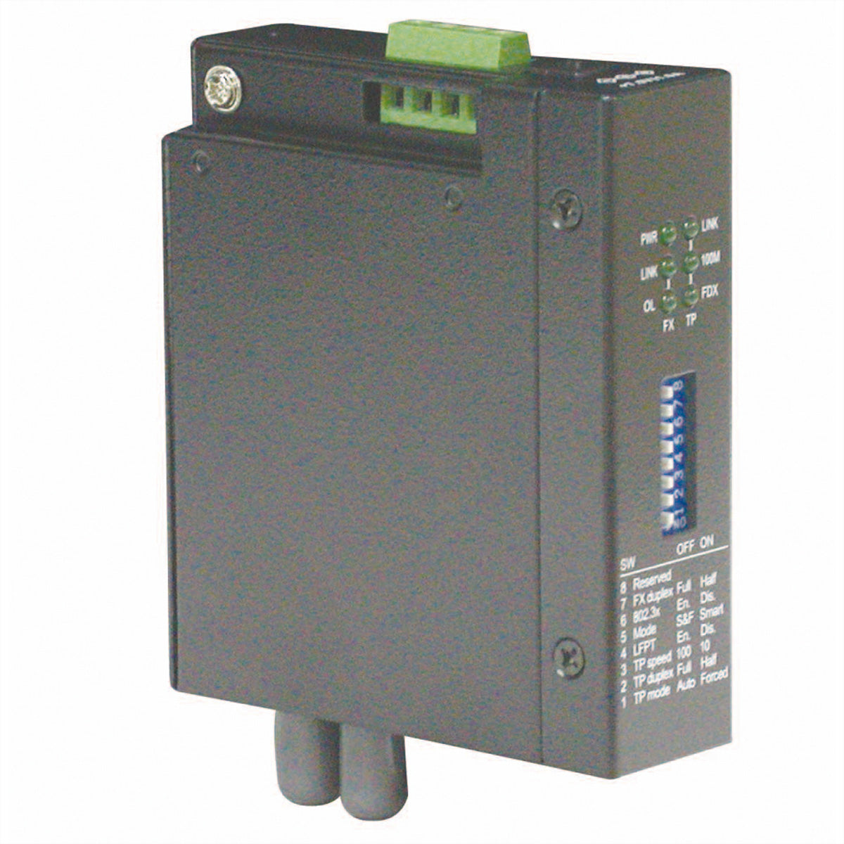 ROLINE Medienkonverter ST zu RJ-45 – 10/100 Mbit/s, 100Base-FX, Multimode, 2 km, 1× RJ-45 – DIN-Hutschiene