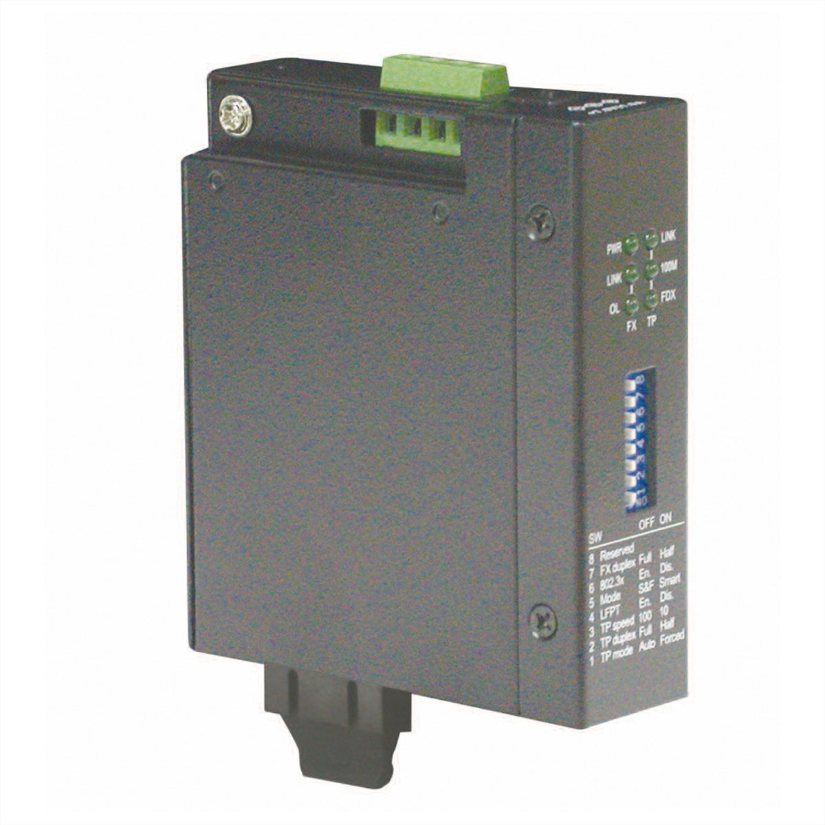 ROLINE Medienkonverter – 1× RJ-45 10/100, 1× SC 100Base-FX, Multimode, Hutschiene, schwarz
