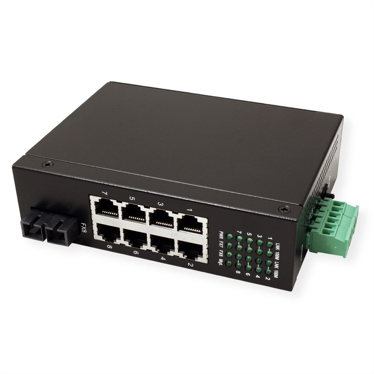 ROLINE Industrie Switch – Unmanaged – 7× 10/100, 1× SC, Hutschiene