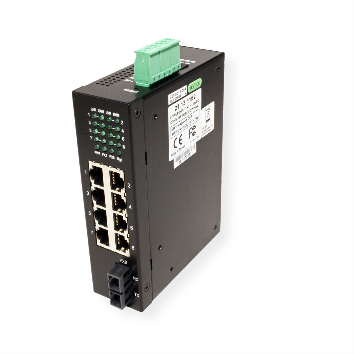 ROLINE Industrie Switch – Unmanaged – 7× 10/100, 1× SC, Hutschiene