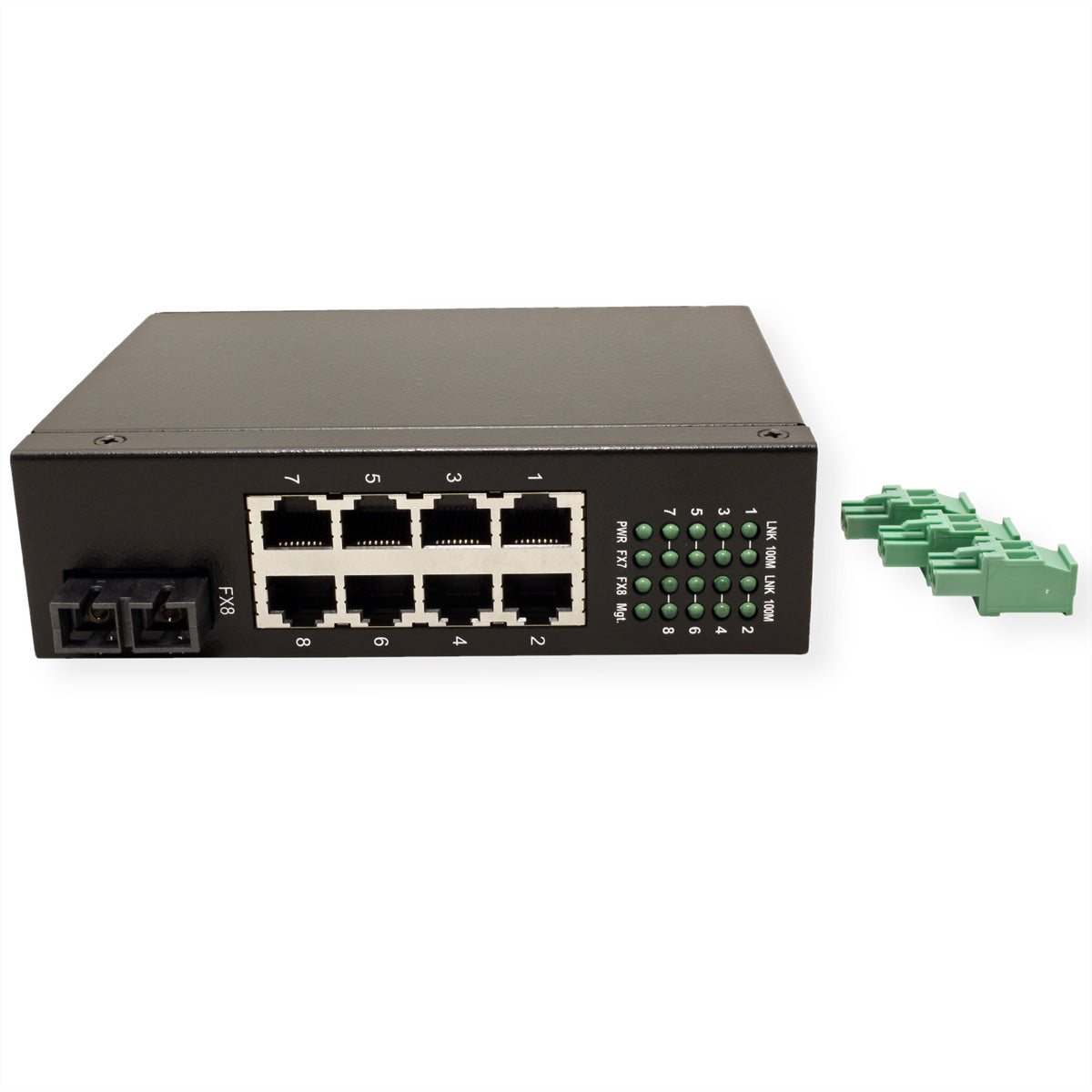 ROLINE Industrie Switch – Unmanaged – 7× 10/100, 1× SC, Hutschiene