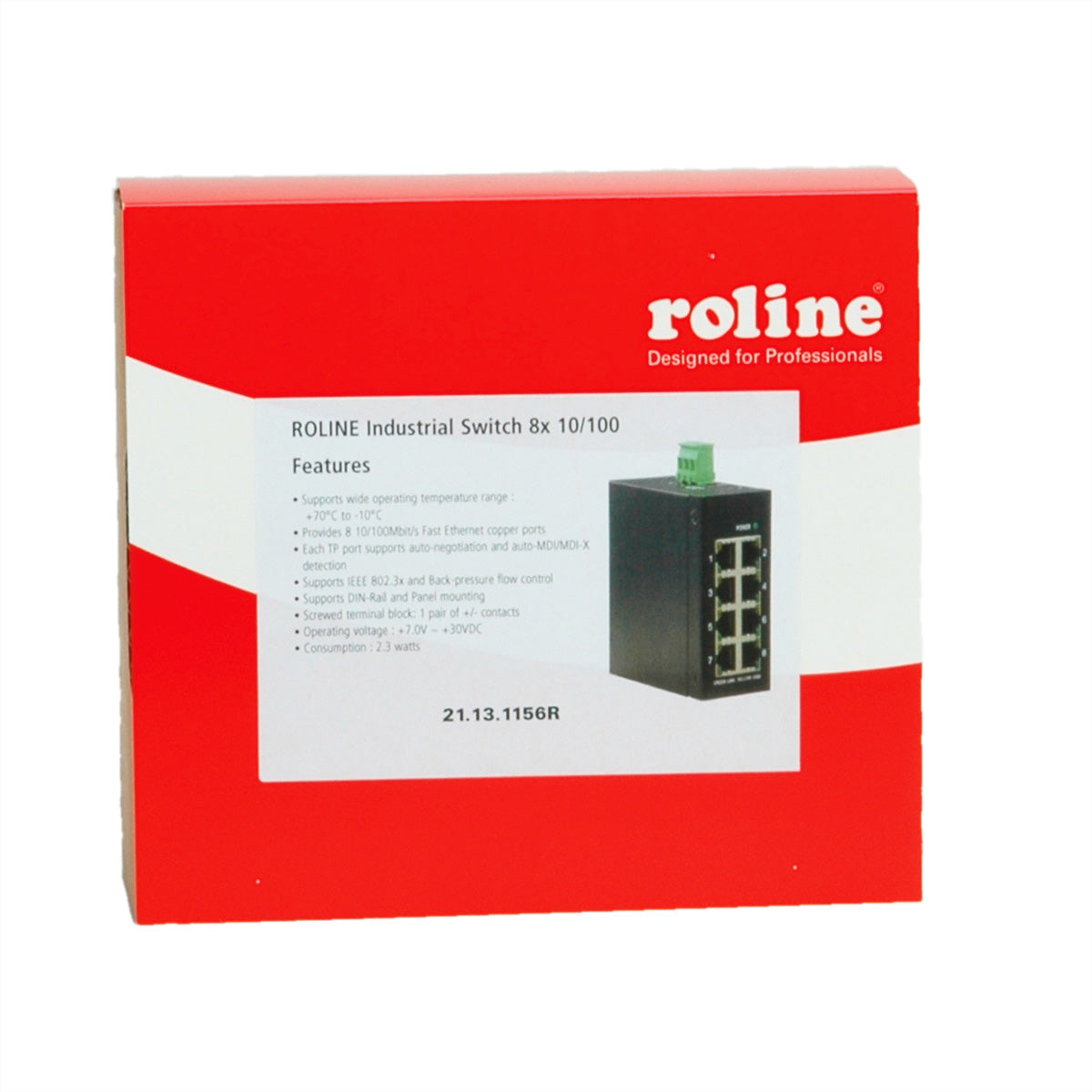 ROLINE Industrie – Unmanaged Switch – 8× 10/100, Hutschiene