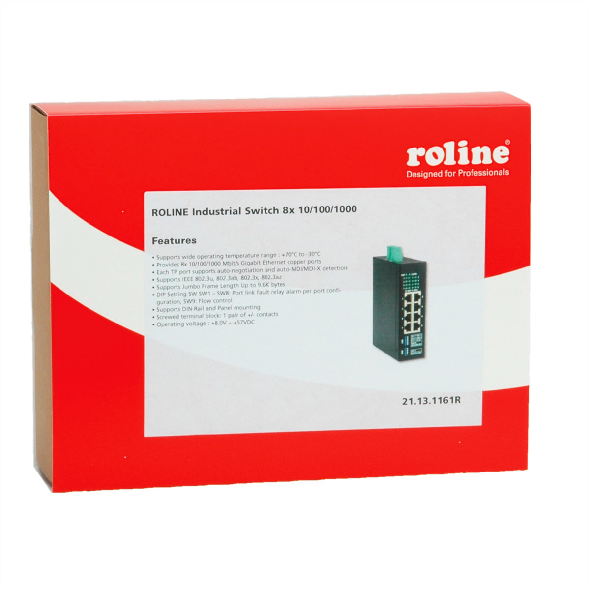 ROLINE Unmanaged Switch – 8× 1G, Hutschiene