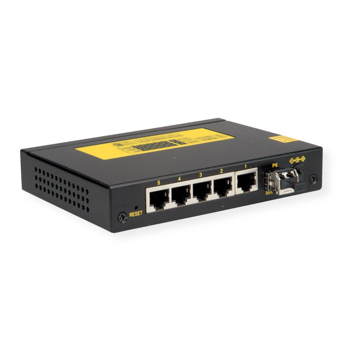 ROLINE Industrie Gigabit Switch – 5× 1G, 1× SFP, PoE+, Hutschiene