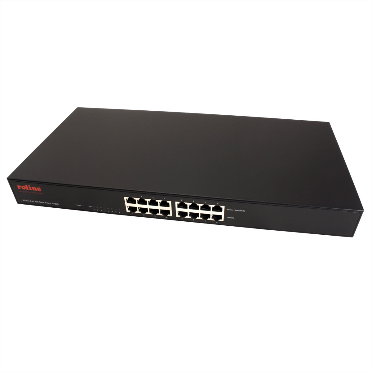 ROLINE PoE Midspan – PoE Budget 110 W, IEEE 802.3af, 8× RJ-45 (10/100), 19" Rack