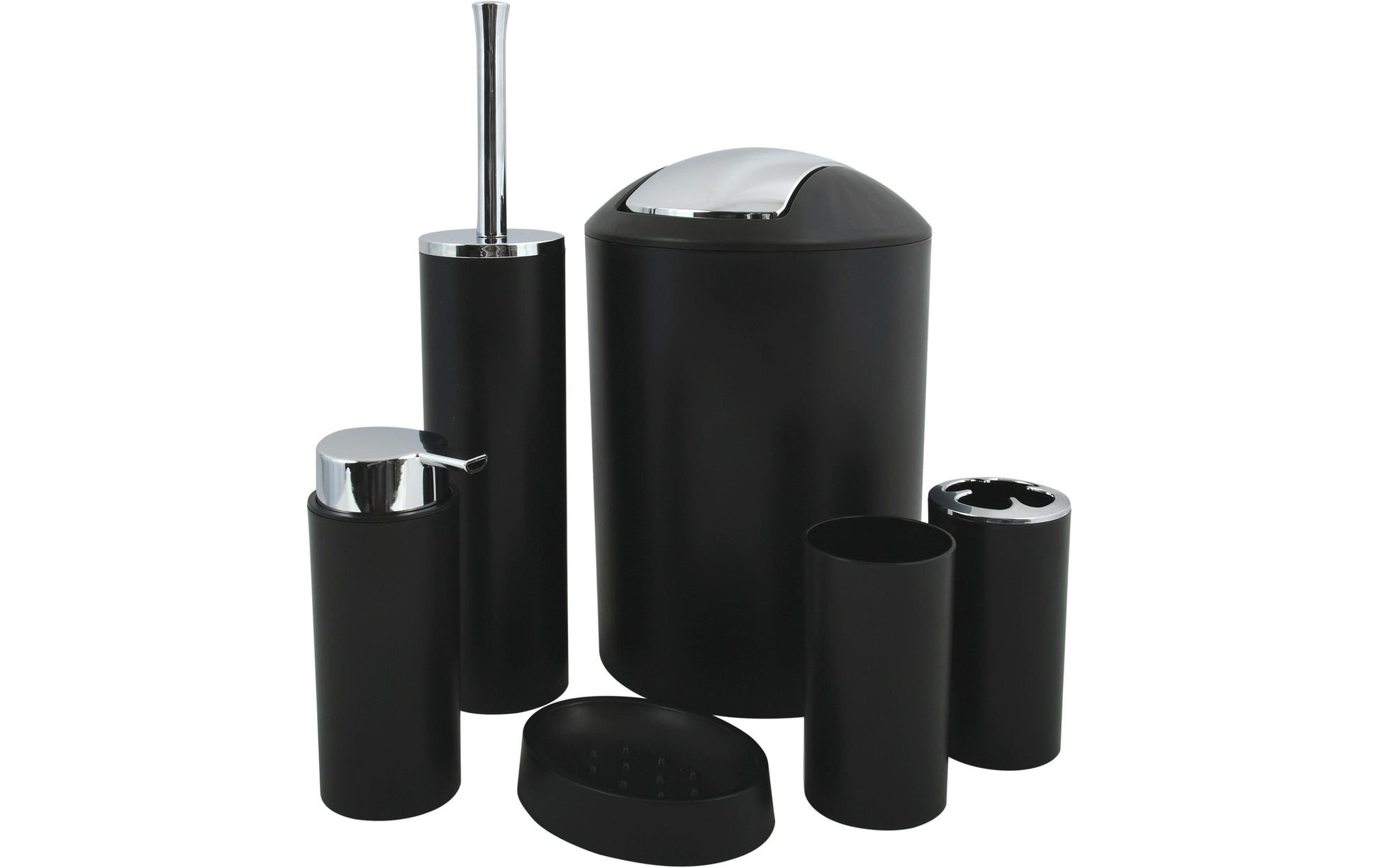 MSV Aufbewahrungsbox (Bad) Hannah – Polypropylen (PP), freistehend, Schwarz, 6er-Set