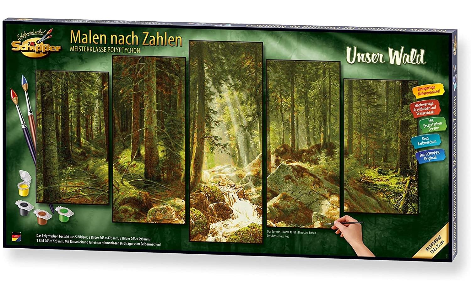 Schipper Malen-nach-Zahlen-Set – Wald – 26,3 × 47,6 cm – 5-teilig – ab 8 Jahren