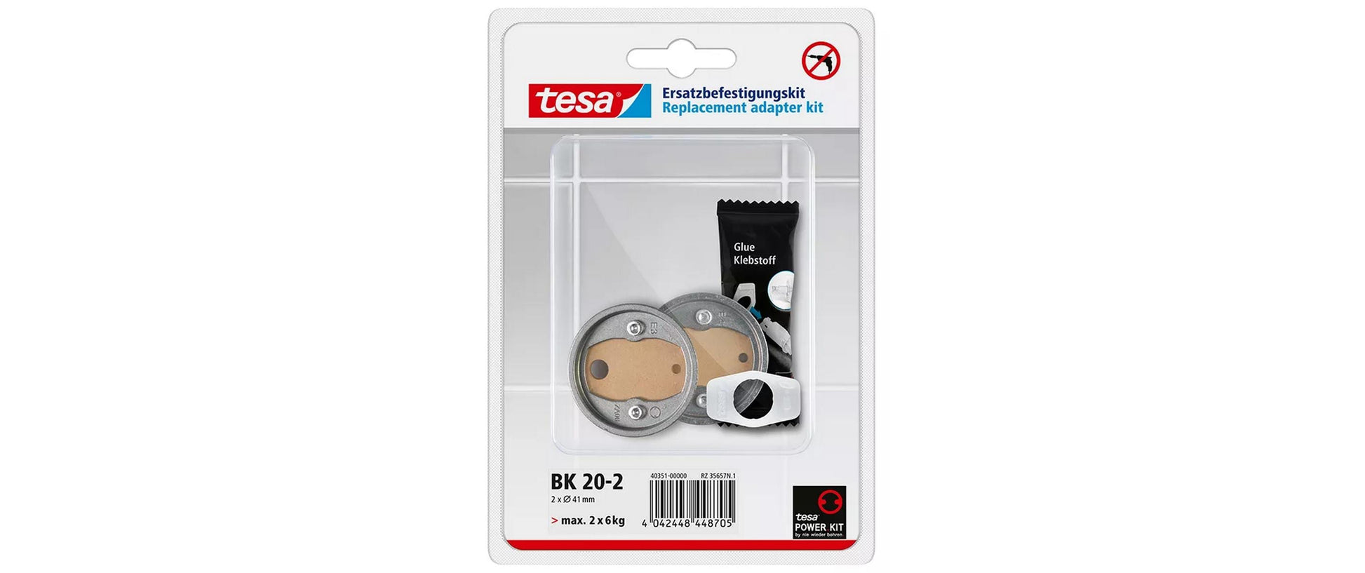 tesa Klebehaken BK20-2 – Ø4,1 cm, Weiss, 2er-Set
