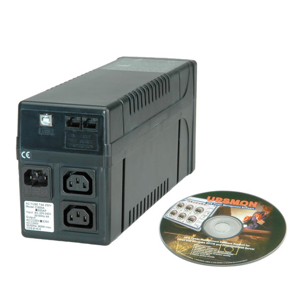 VALUE UPS 800 USV 800 VA/480 W Line-Interaktiv, USB – Tower – C13×2, Eingang IEC C14