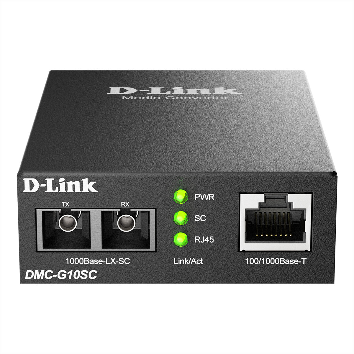 D-Link DMC-G10SC/E Medienkonverter SC zu RJ-45 – Gigabit (1000Base-LX), bis 10 km, RJ-45 + SC, Schwarz