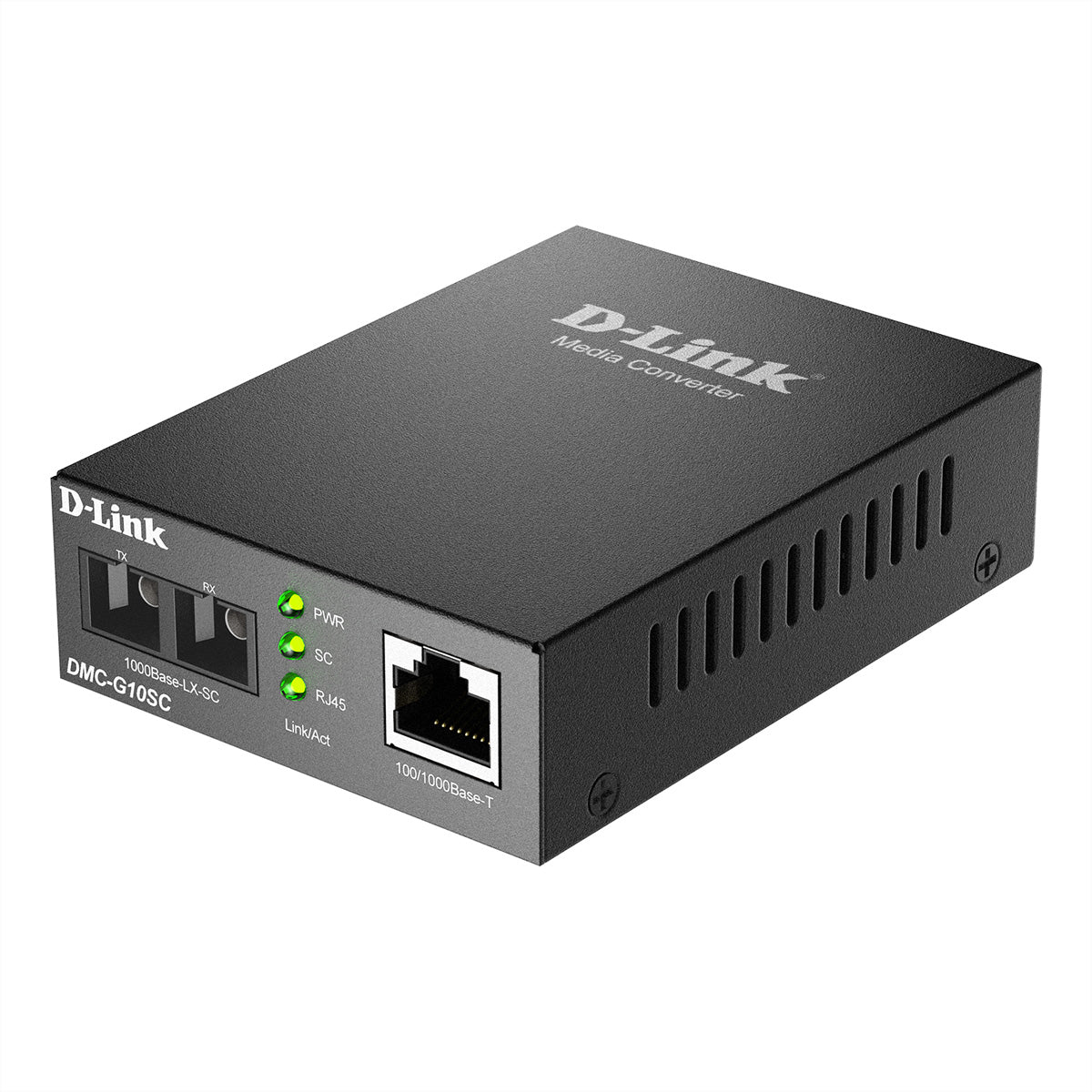 D-Link DMC-G10SC/E Medienkonverter SC zu RJ-45 – Gigabit (1000Base-LX), bis 10 km, RJ-45 + SC, Schwarz