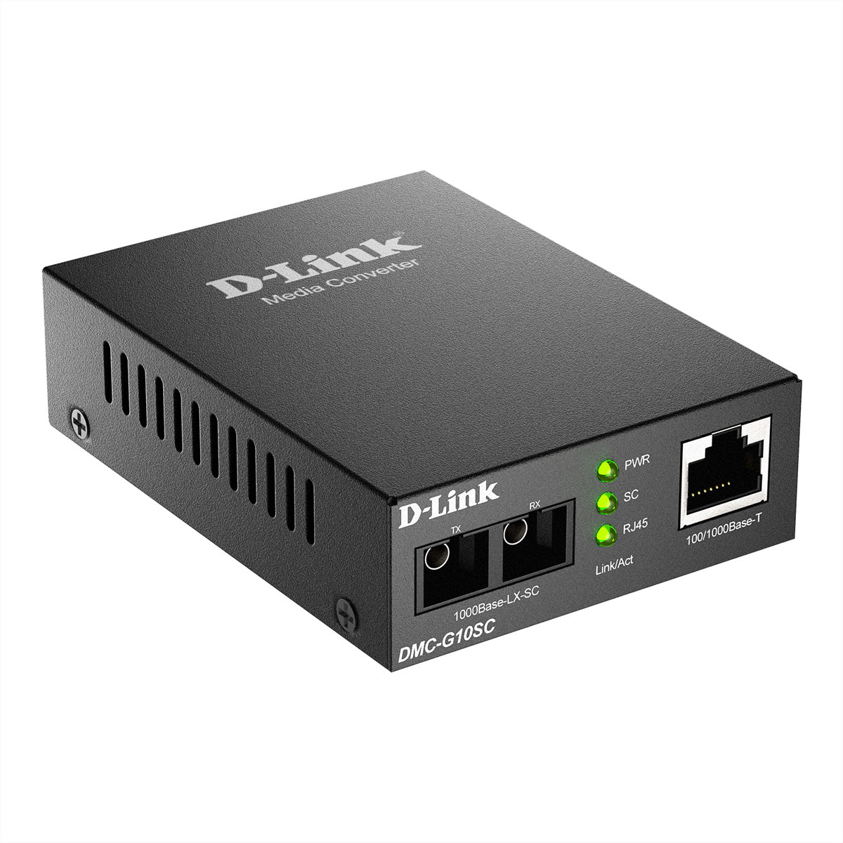 D-Link DMC-G10SC/E Medienkonverter SC zu RJ-45 – Gigabit (1000Base-LX), bis 10 km, RJ-45 + SC, Schwarz