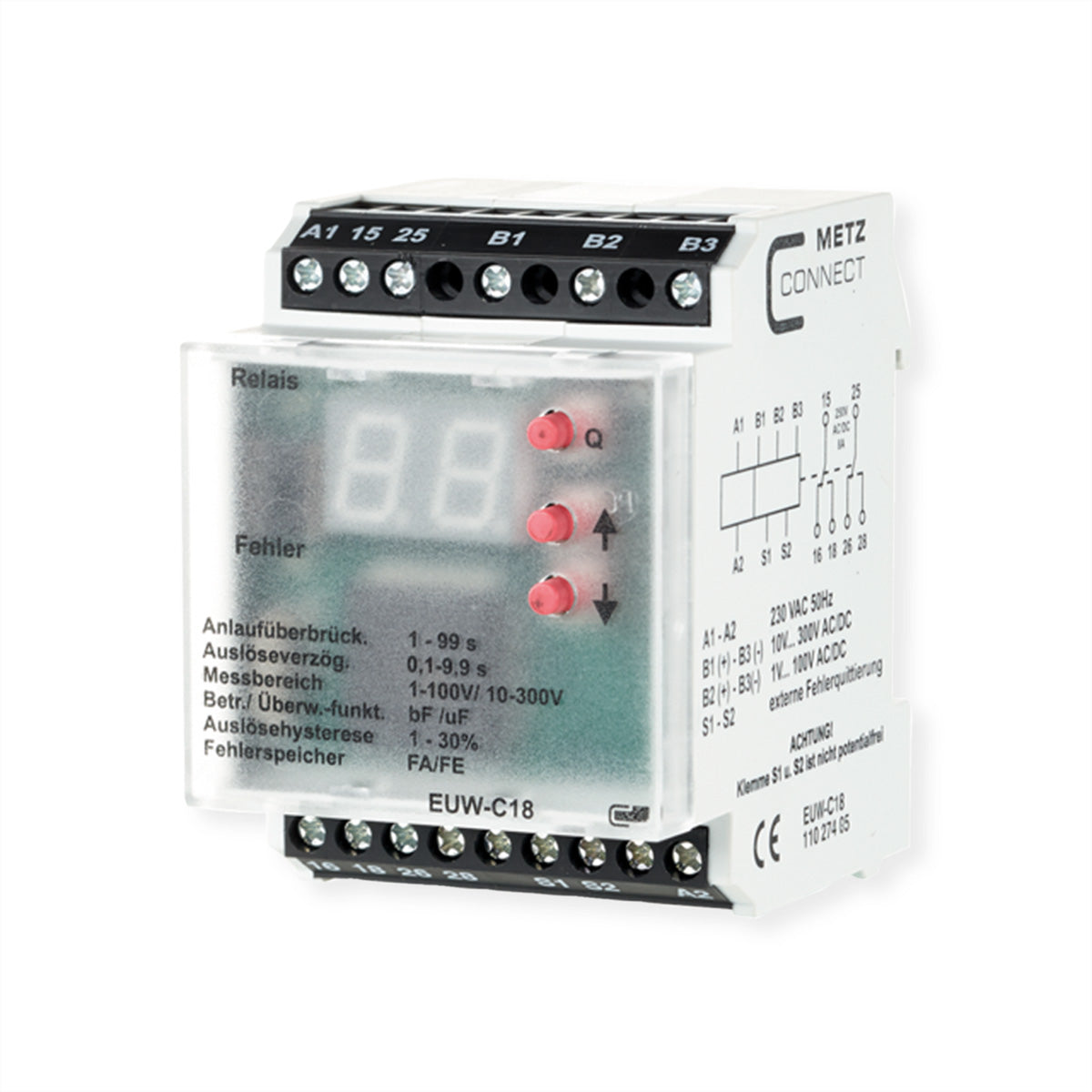 METZ CONNECT Relais mit Sockel – 230 V, IP20 – Mehrfarbig – EUW-C18