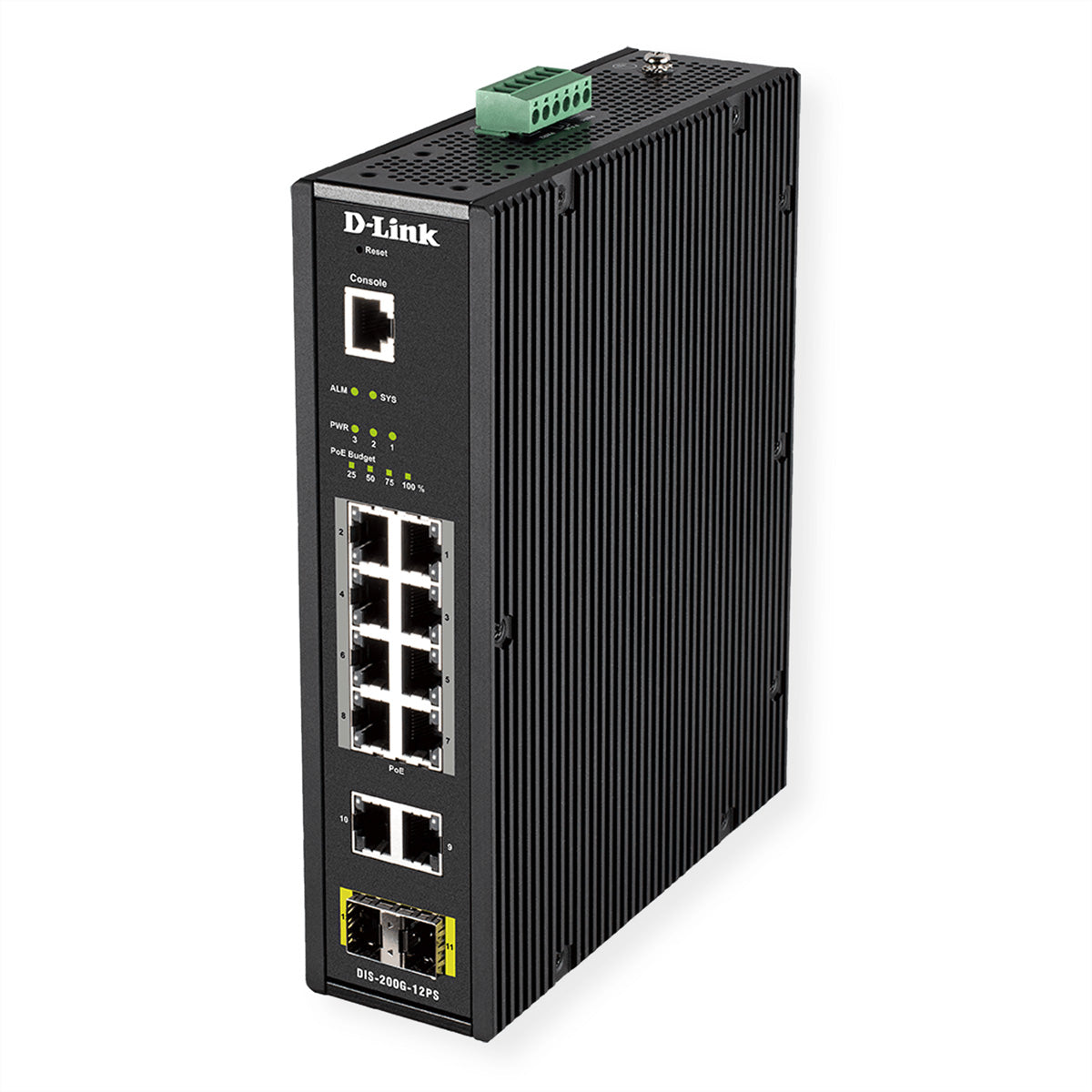 D-Link DIS-200G-12PS – Managed Switch – 10×GbE, 2×SFP, L2, PoE+ 240 W, 19" Rack
