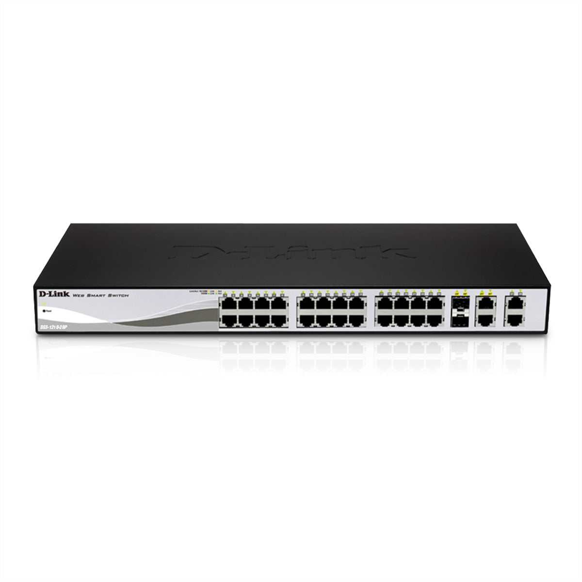 D-Link DES-1210-28P – Verwalteter L2 Switch – 24× 100M, 4× 1G (2× RJ‑45, 2× SFP), PoE+, PoE-Budget 193 W, 19", 1U