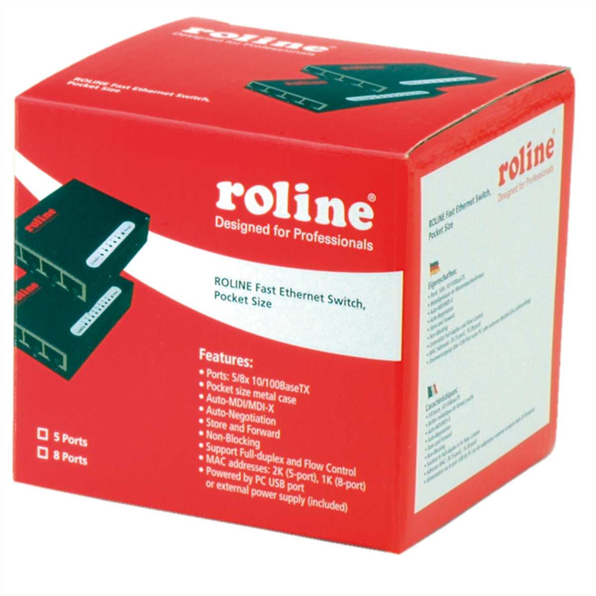 ROLINE Pocket – Unmanaged Switch – 5× 100 Mbit/s, Desktop