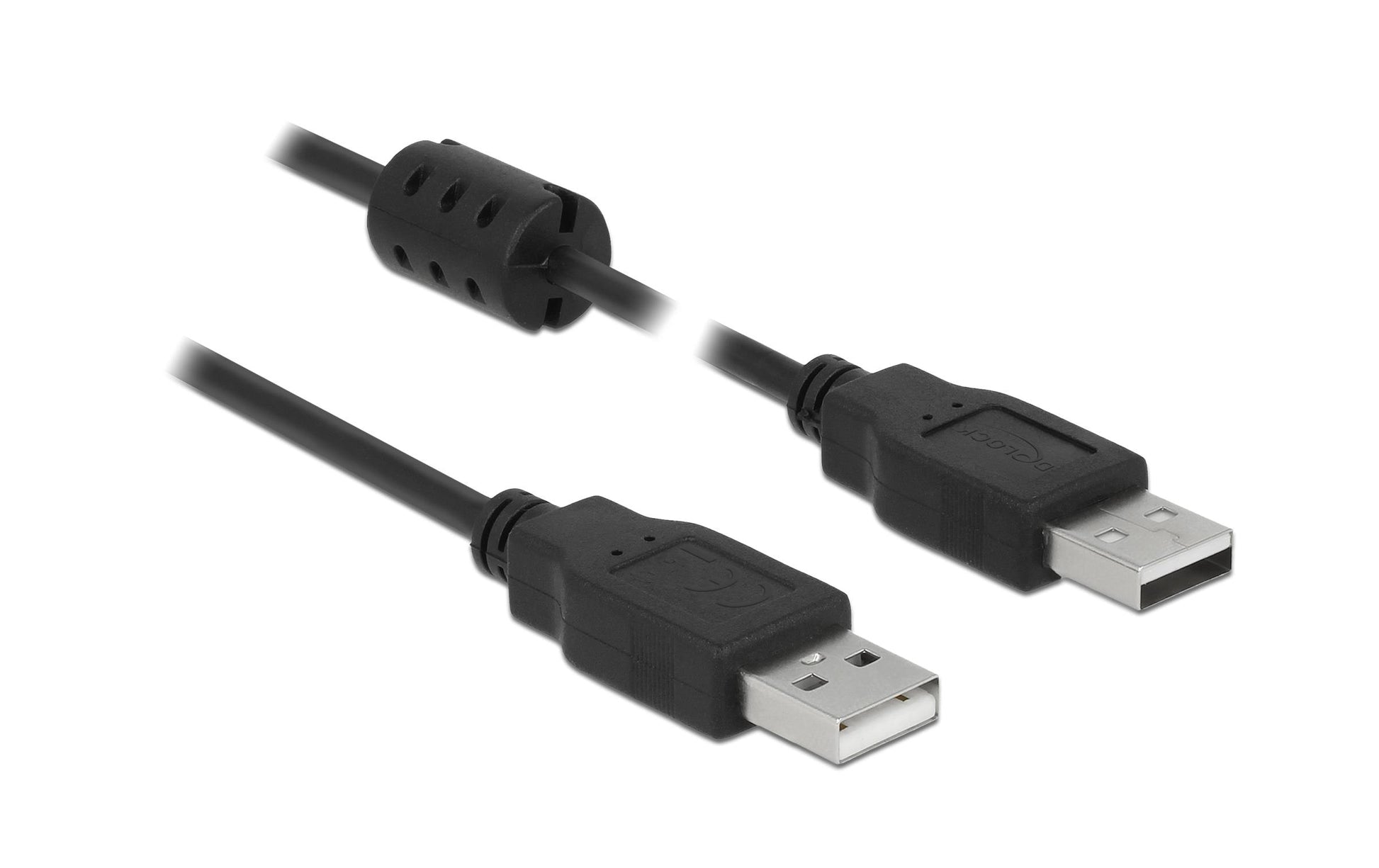 DeLOCK USB-A auf USB-A Kabel – USB 2.0 (480 Mbit/s) – 2 m – Magnetisch abgeschirmt – Schwarz