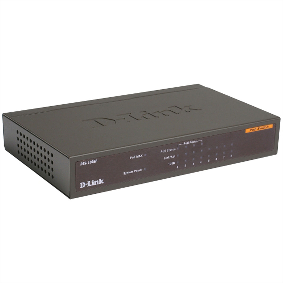 D-Link DES-1008PA – Unmanaged L2 Switch – 8× 10/100, PoE, PoE-Budget 52 W