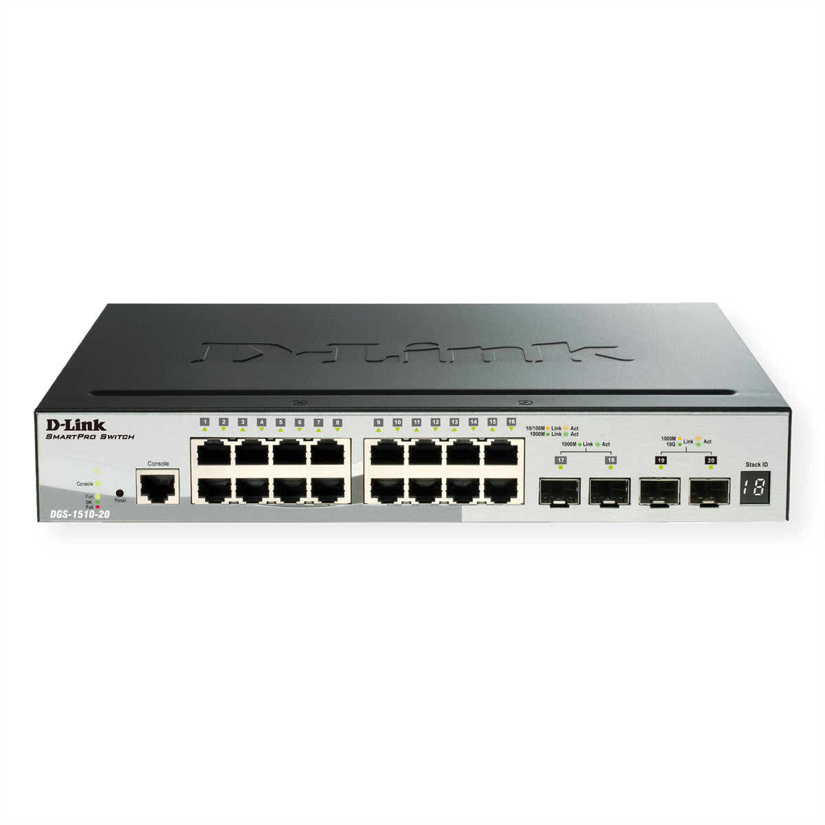 D-Link DGS-1510-20 – Managed Switch – 16×GbE, 2×SFP, 2×SFP+, L2/L3, 1U