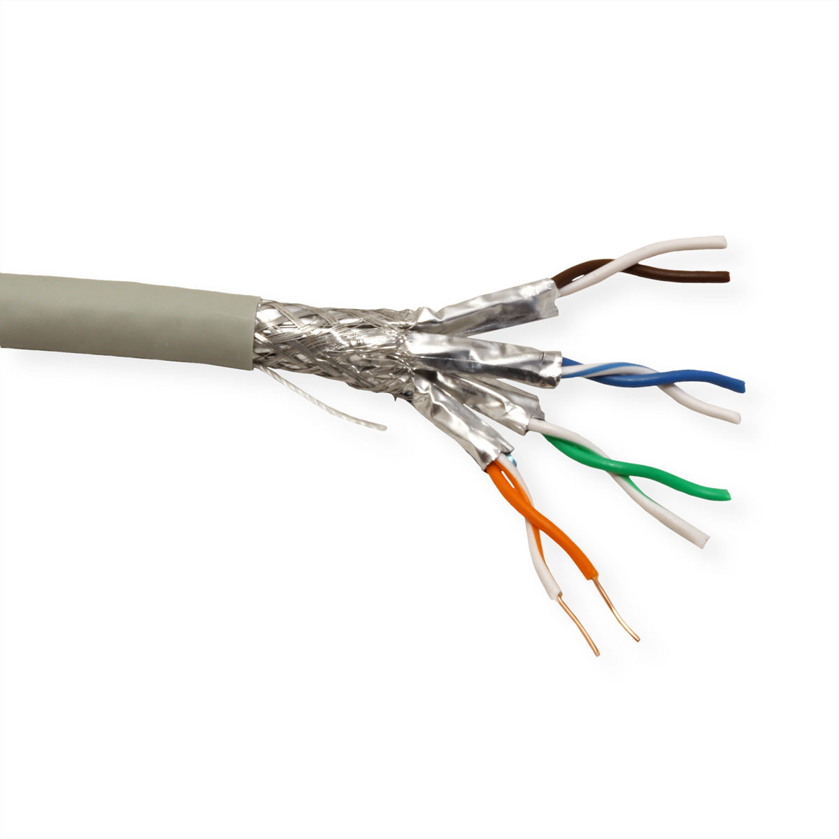 ROLINE Installationskabel – Cat.6A (Klasse EA), S/FTP (PiMF), LSOH, Massivdraht, 100 m, Grau