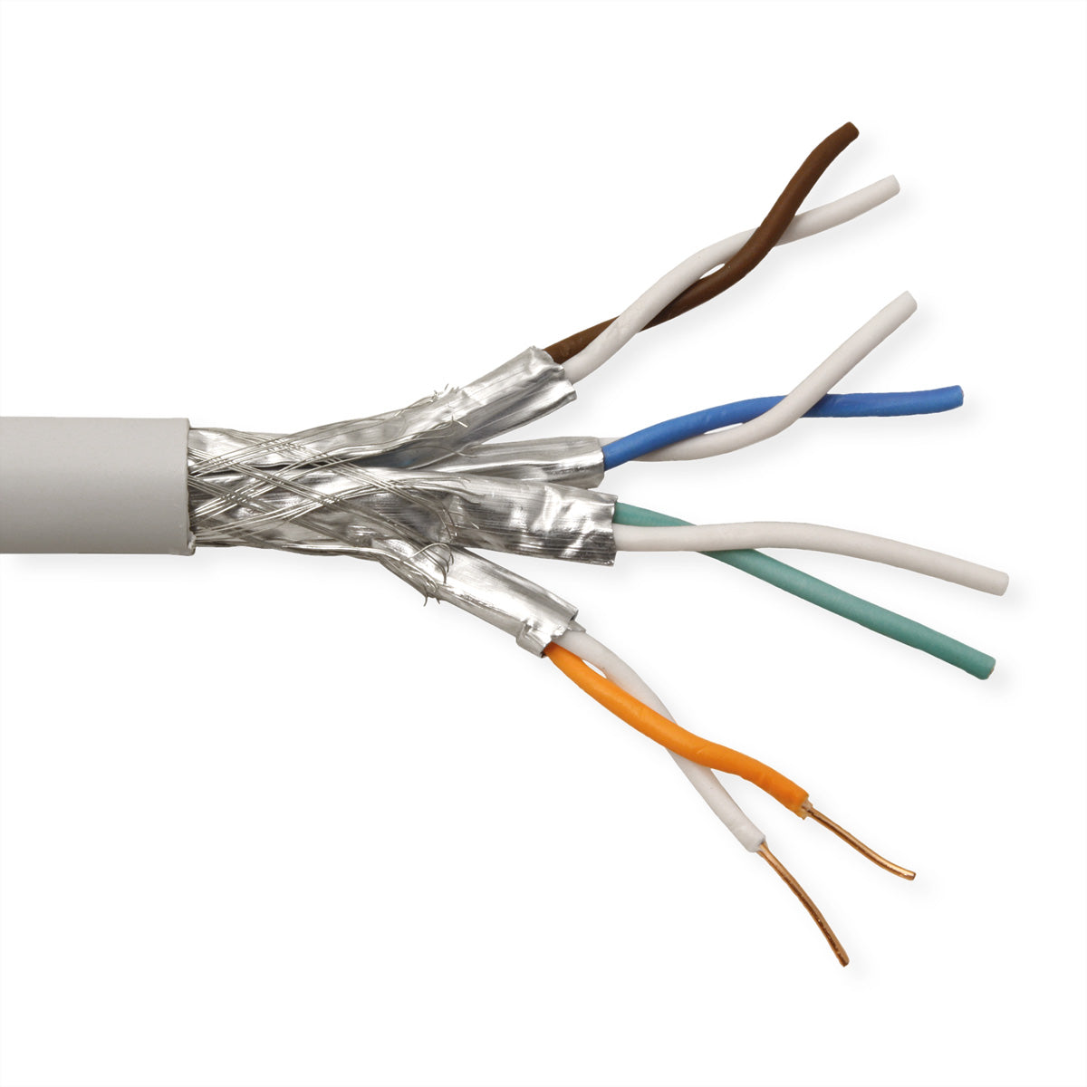 ROLINE Installationskabel Cat.6 (Klasse E) – S/FTP (PiMF), Massivdraht AWG 23, 300 m, LSOH, Grau
