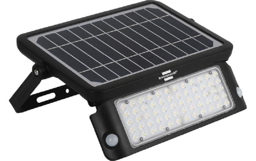 Brennenstuhl Aussenwandleuchte – 4'800–5'200 K – Akku & Solar – mit Bewegungsmelder – Schwarz – Kunststoff