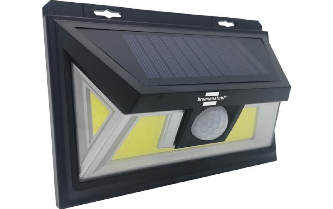 Brennenstuhl Aussenwandleuchte – 5 W, Kaltweiss, 6000–7000 K, IP65, Akku & Solar, mit Bewegungsmelder, Schwarz