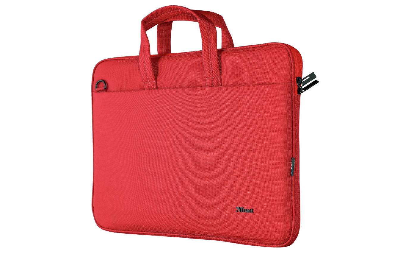 Trust Notebook-Tasche für Notebooks bis 16" – Aus recyceltem PET, Trolley-Band – Rot