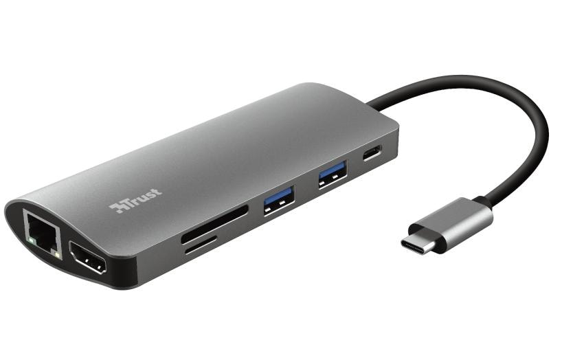 Trust Dalyx 7-in-1 USB-C-Hub – für USB-C-Geräte, HDMI, Gigabit-LAN, Silber