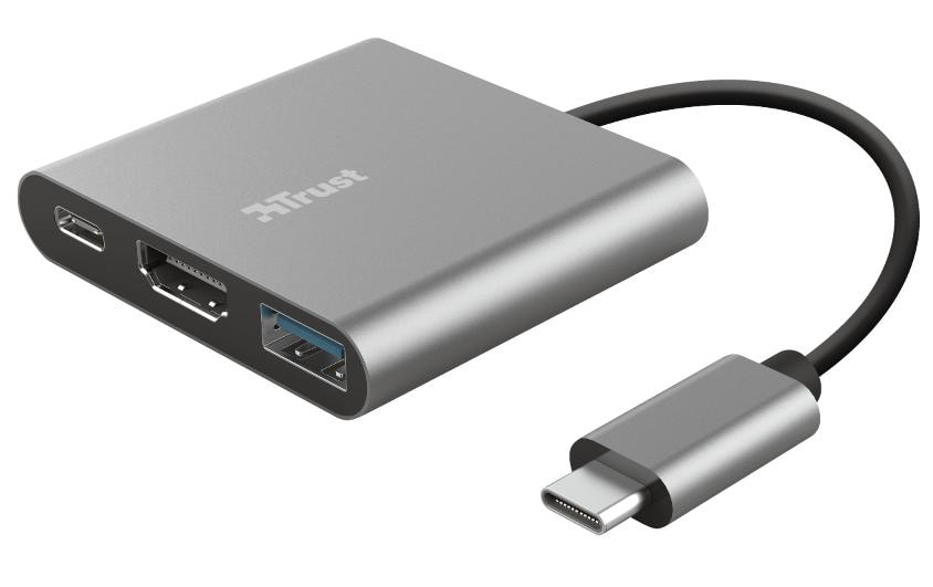 Trust Dalyx Multiport-Adapter – USB-C, 1× HDMI, 1× USB-A, 100 W PD, für Windows/Mac/Android