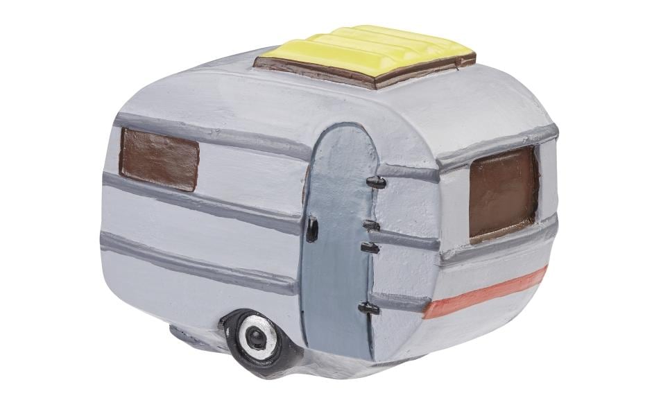 HobbyFun Mini-Fahrzeug Wohnwagen, Polyresin, Grau, 6 cm × 3,7 cm × 4,8 cm, 1 Stk