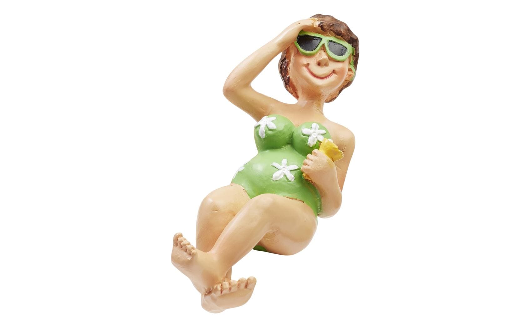 HobbyFun Mini-Figur Badeurlauber, Polyresin, grün/beige, 6 cm