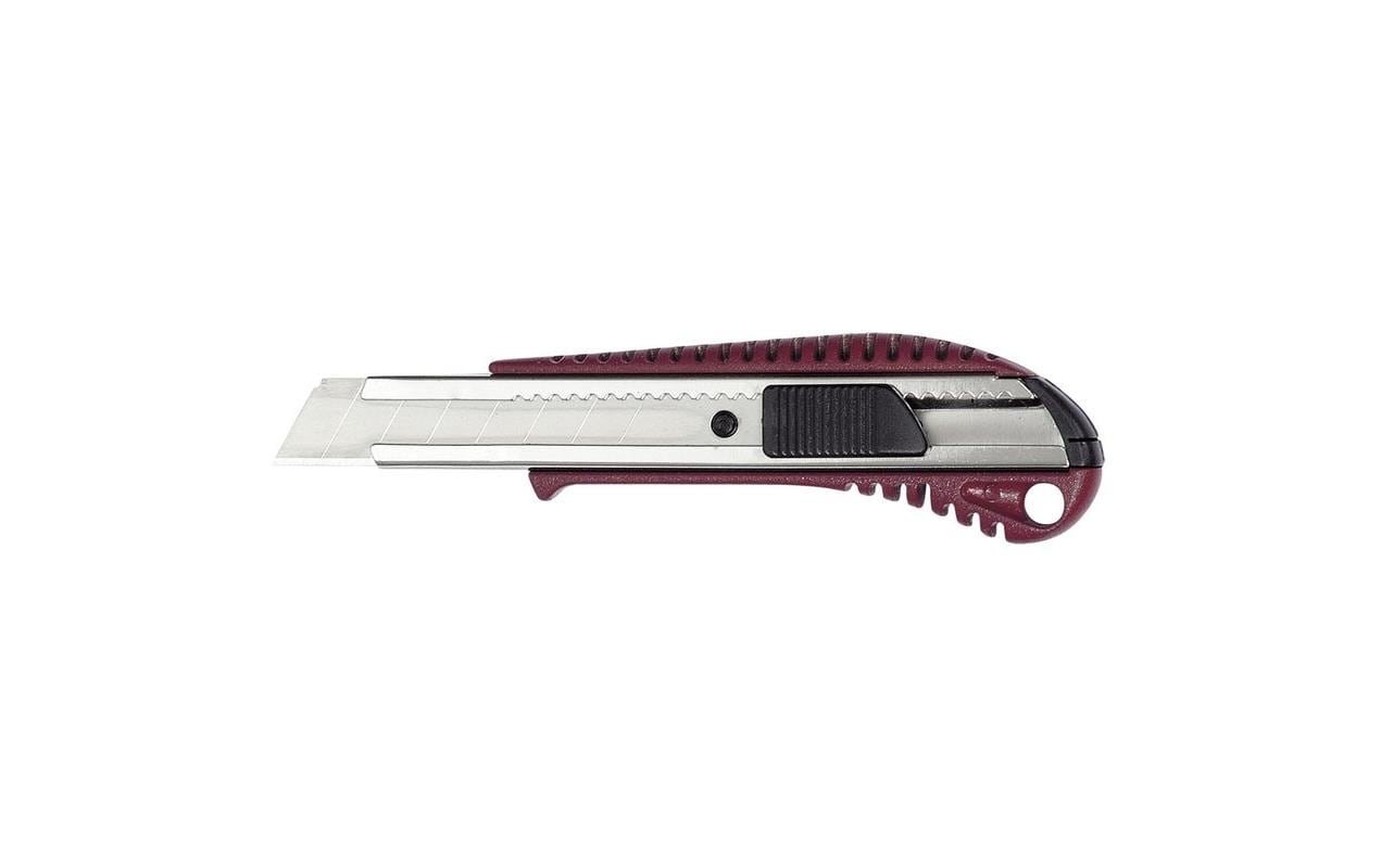 KRAFTWERK 3318 – Abbrechmesser 18 mm, Metallgriff, einziehbar, rot