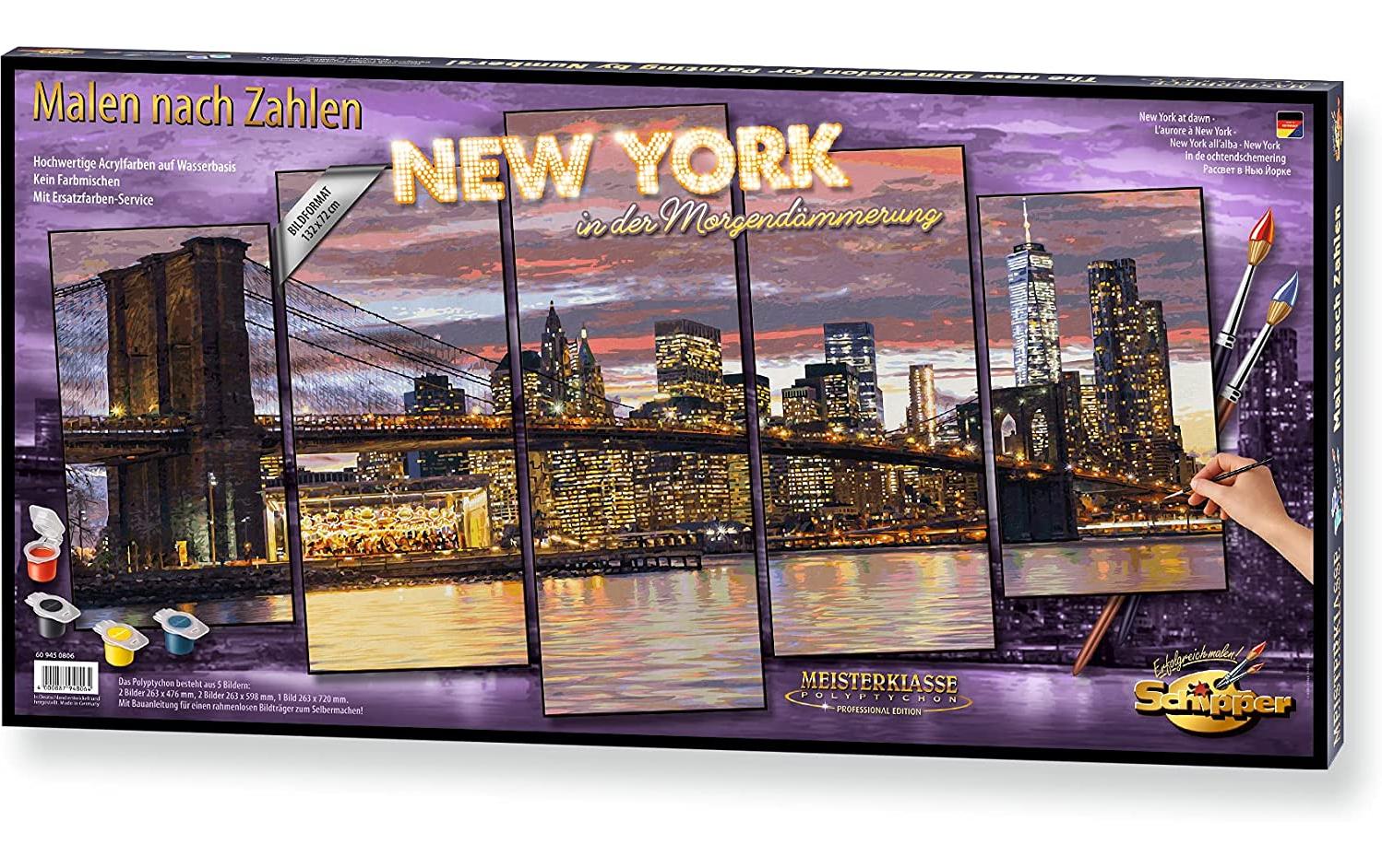 Schipper Malen-nach-Zahlen-Set New York in der Morgendämmerung – 132 × 72 cm – 5-teilig – ab 14 Jahren