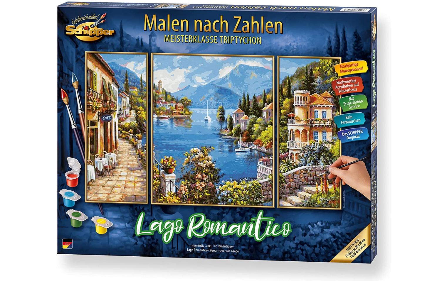 Schipper Malen-nach-Zahlen-Set – Romantischer See – 3-teilig, 40 × 50 cm + 2 × 20 × 50 cm – ab 8 Jahren