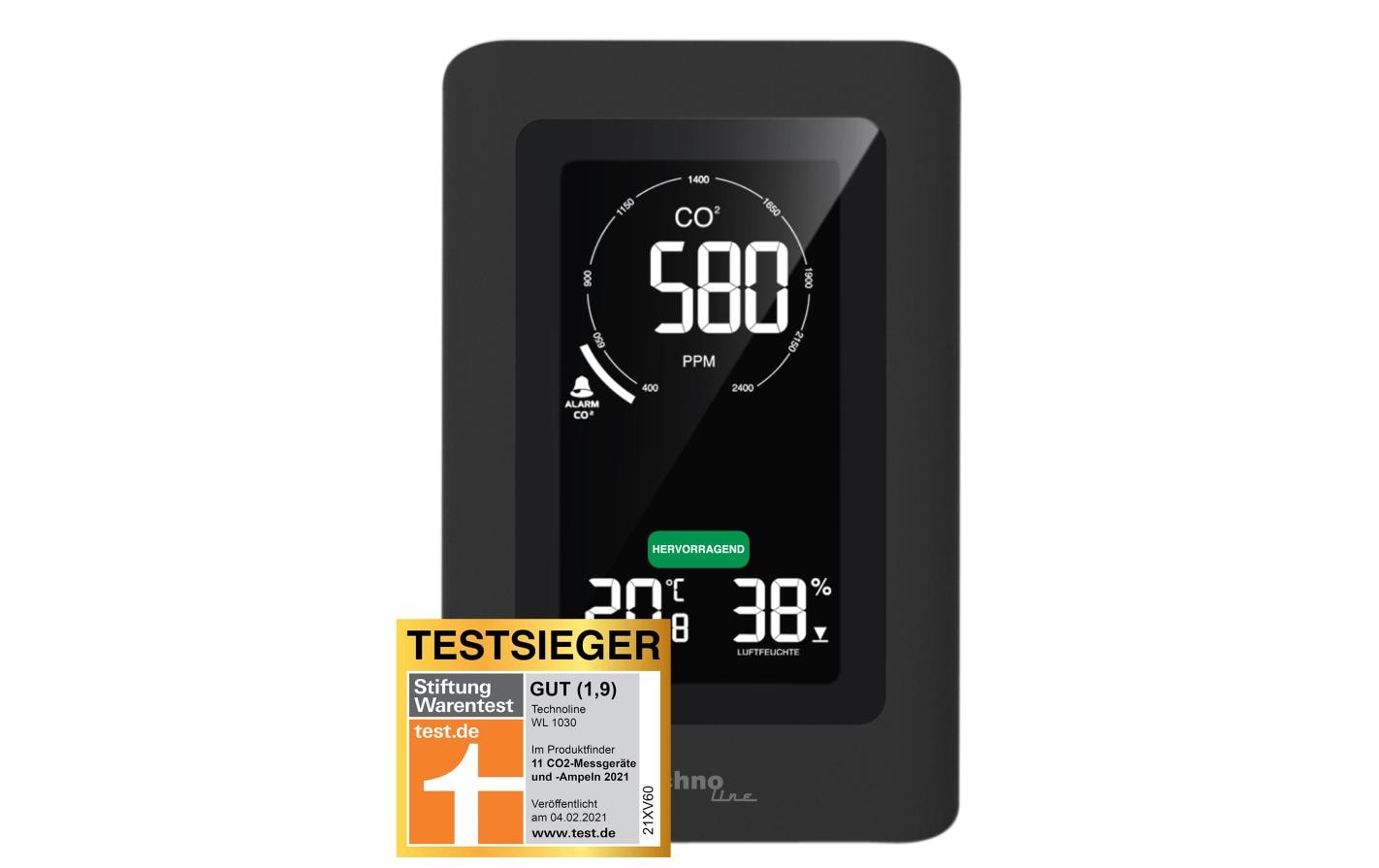 Technoline CO2 Luftgütemonitor WL1030 Sensor-Gateway/Monitor – 0–50 °C, 20–95 %, Innen