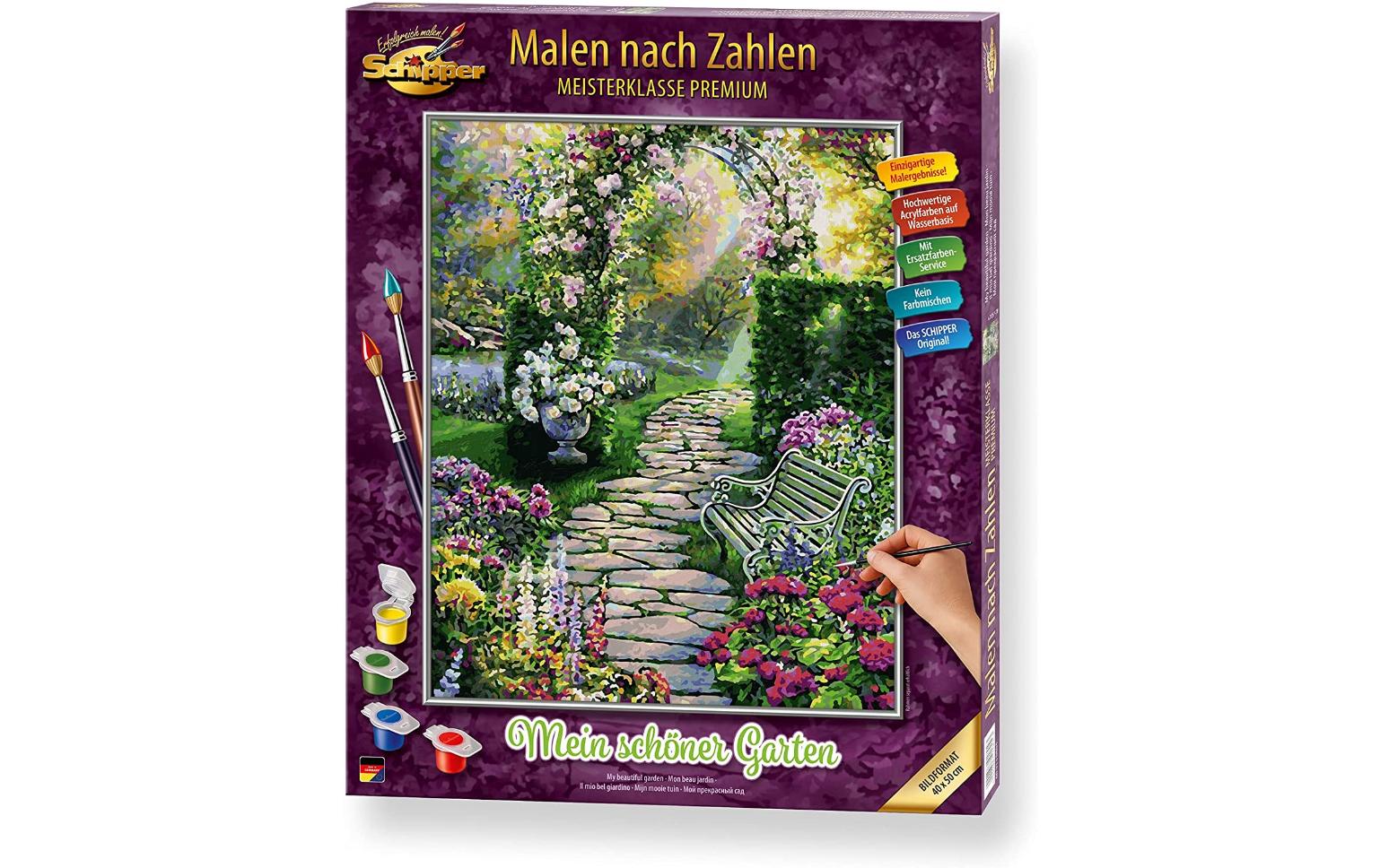 Schipper Mein schöner Garten – Malen-nach-Zahlen-Set – Blumen/Gärten – 40 × 50 cm – ab 8 Jahren