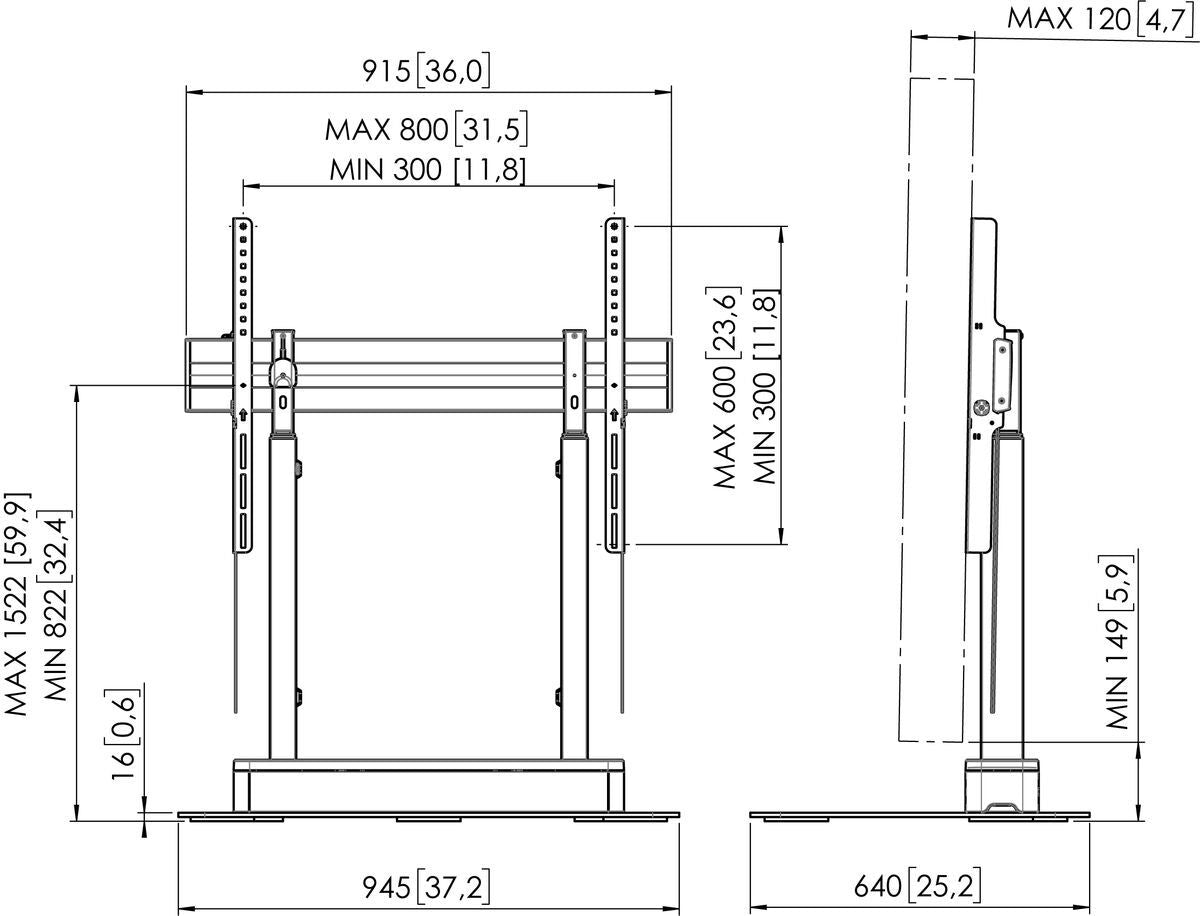 Vogel's RISE 4105 – Motorisierter Displayständer für 43–98", VESA 300×200–800×600, bis 120 kg, schwarz