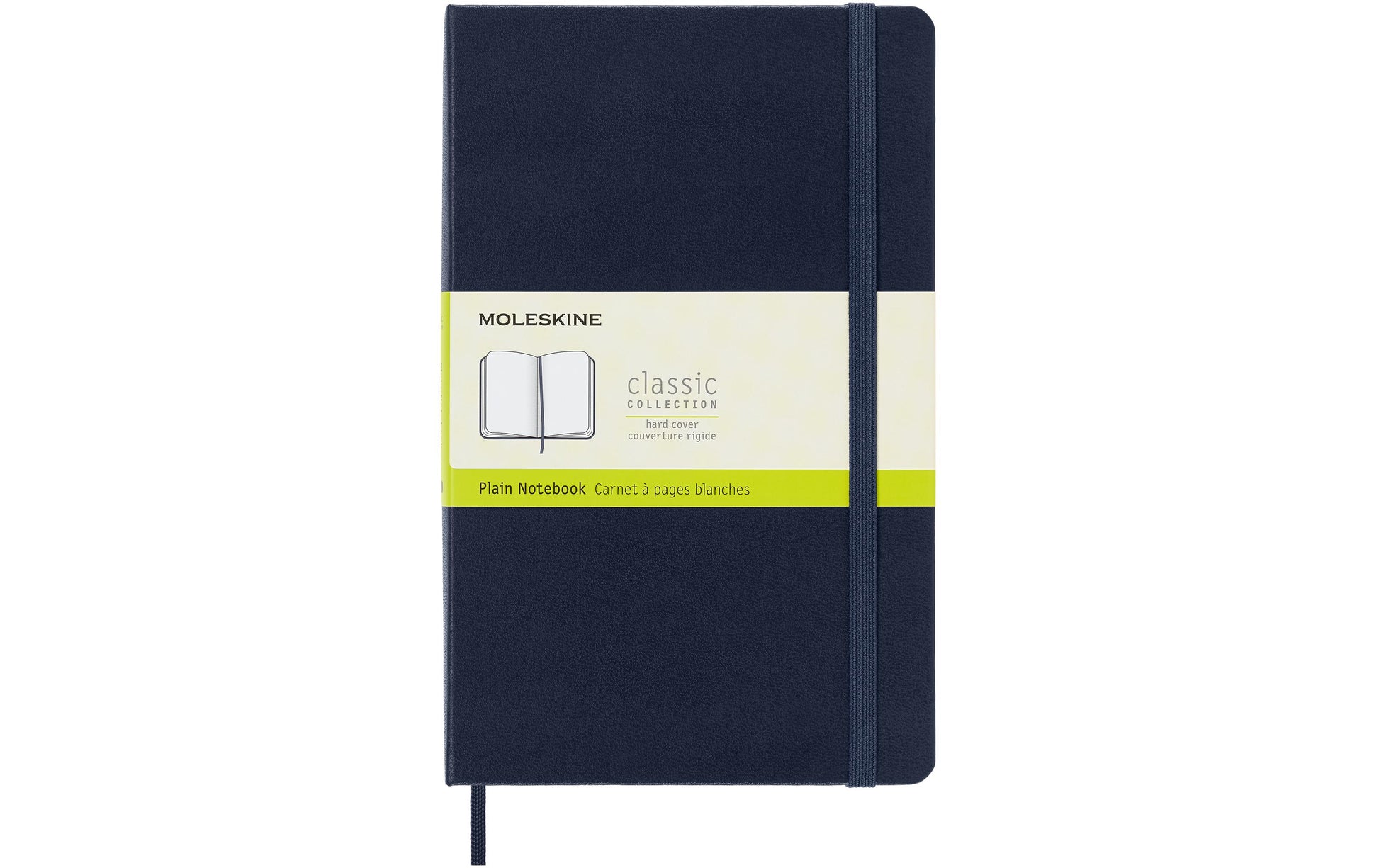 Moleskine Notizbuch – 130 × 210 mm – blanko – 70 g/m² – Hardcover, Gummiband, Tasche – blau – FSC