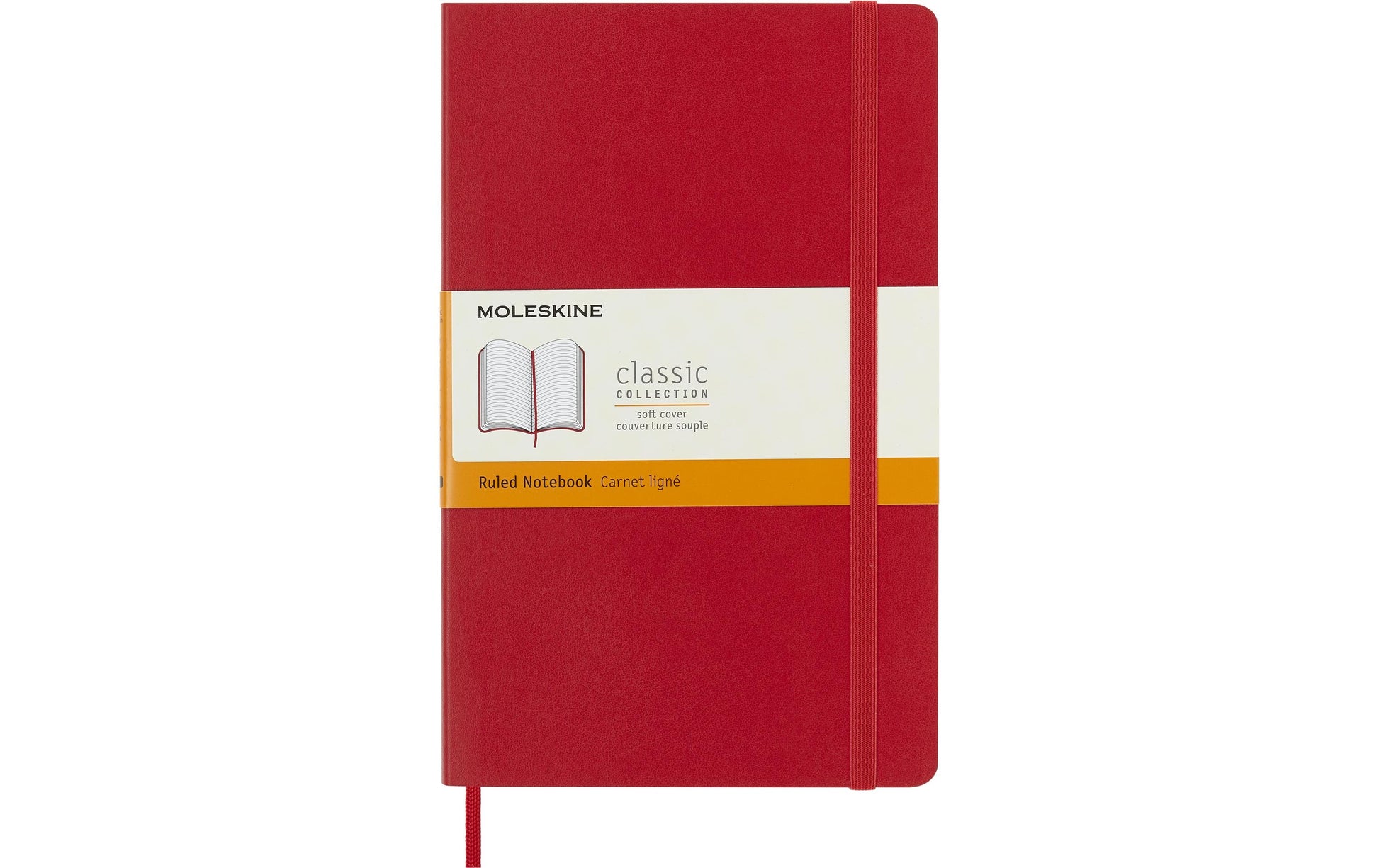 Moleskine Notizbuch – 130 × 210 mm – liniert – 70 g/m² – Softcover, Gummiband, Tasche – Rot, FSC