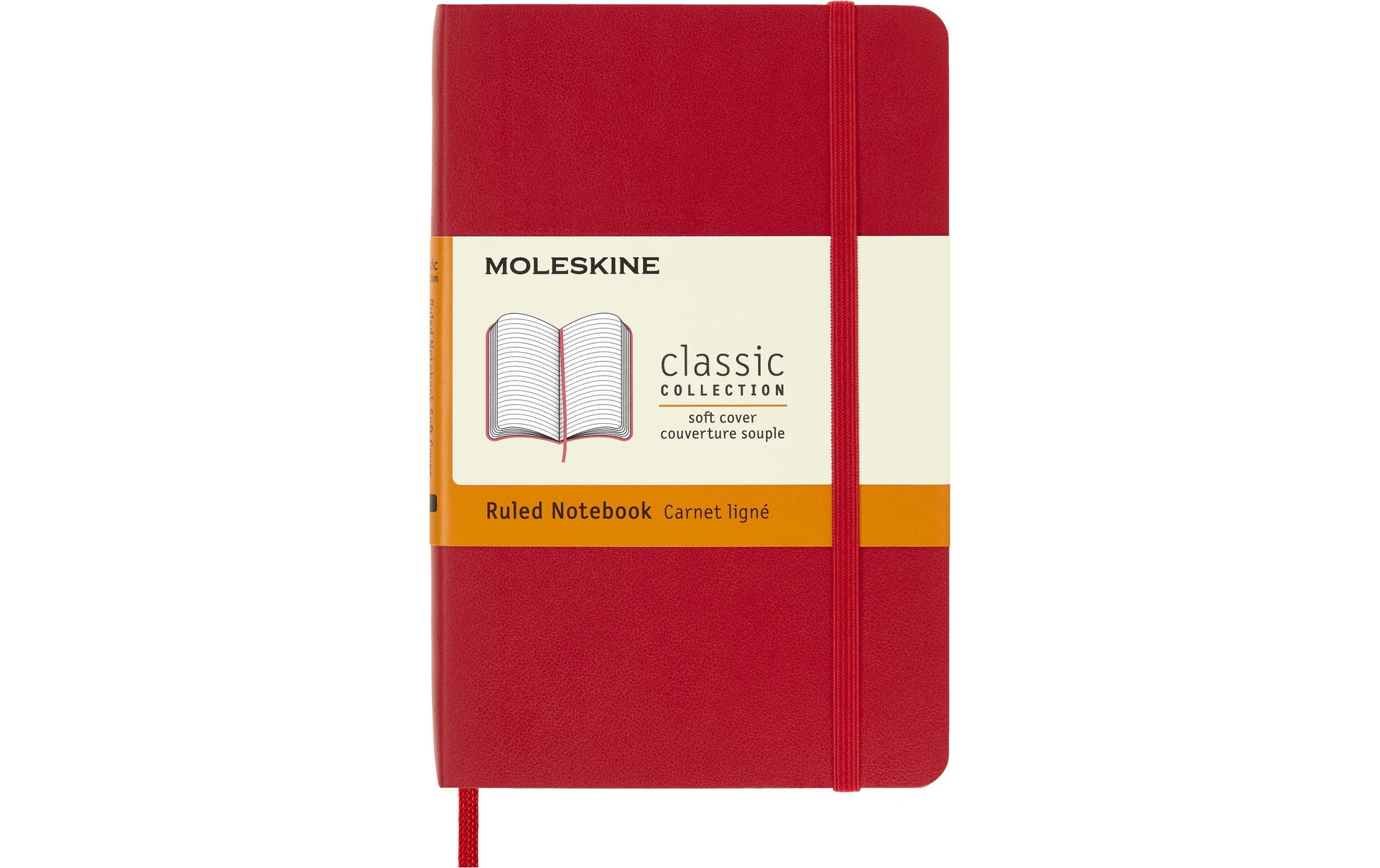 Moleskine Notizbuch – 90 × 140 mm – liniert – 70 g/m² – Softcover, Gummiband, Innentasche, Rot, FSC