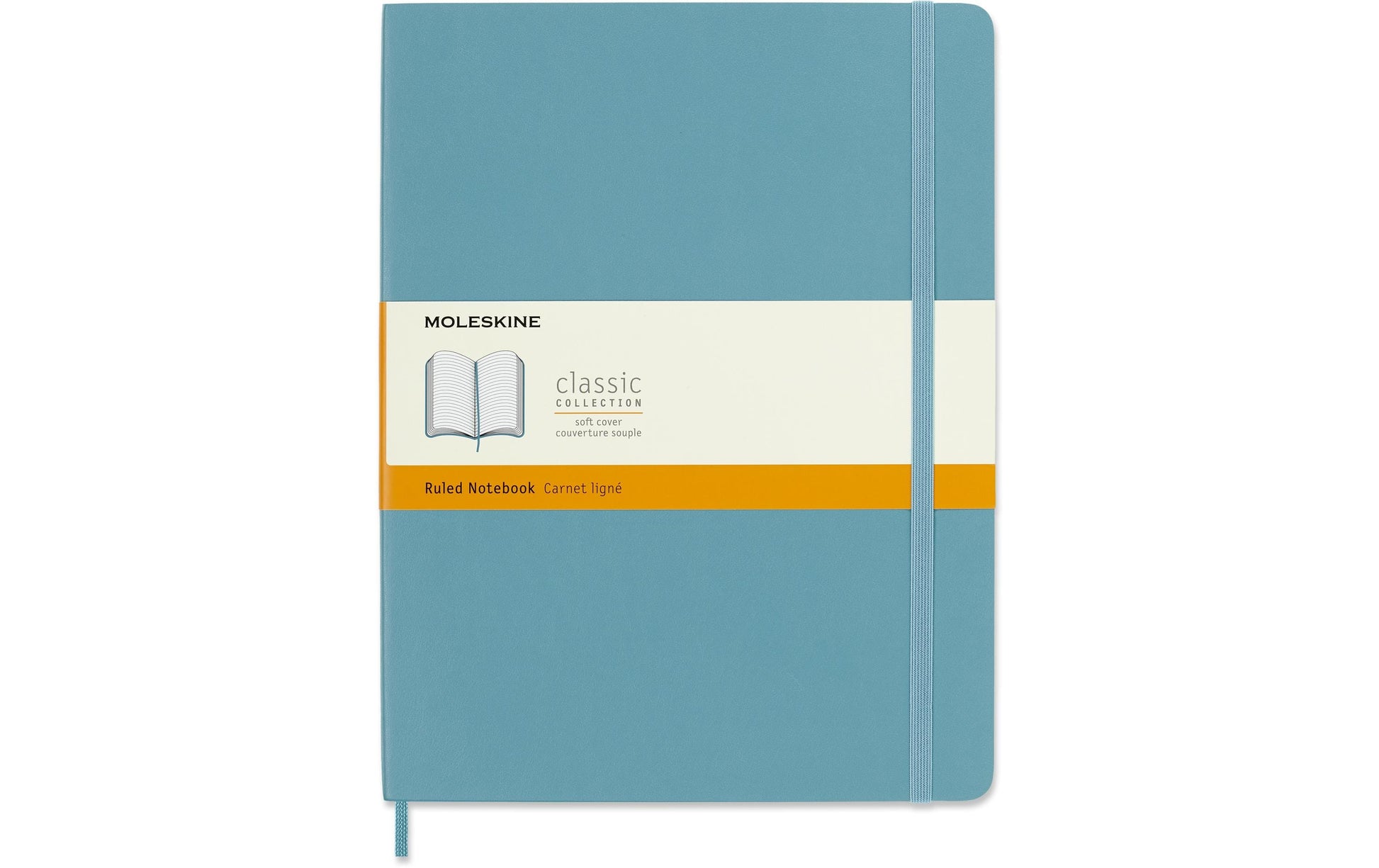 Moleskine Notizbuch, 190 × 250 mm, liniert, Fadenheftung, Softcover, 192 Seiten, 70 g/m² – hellblau