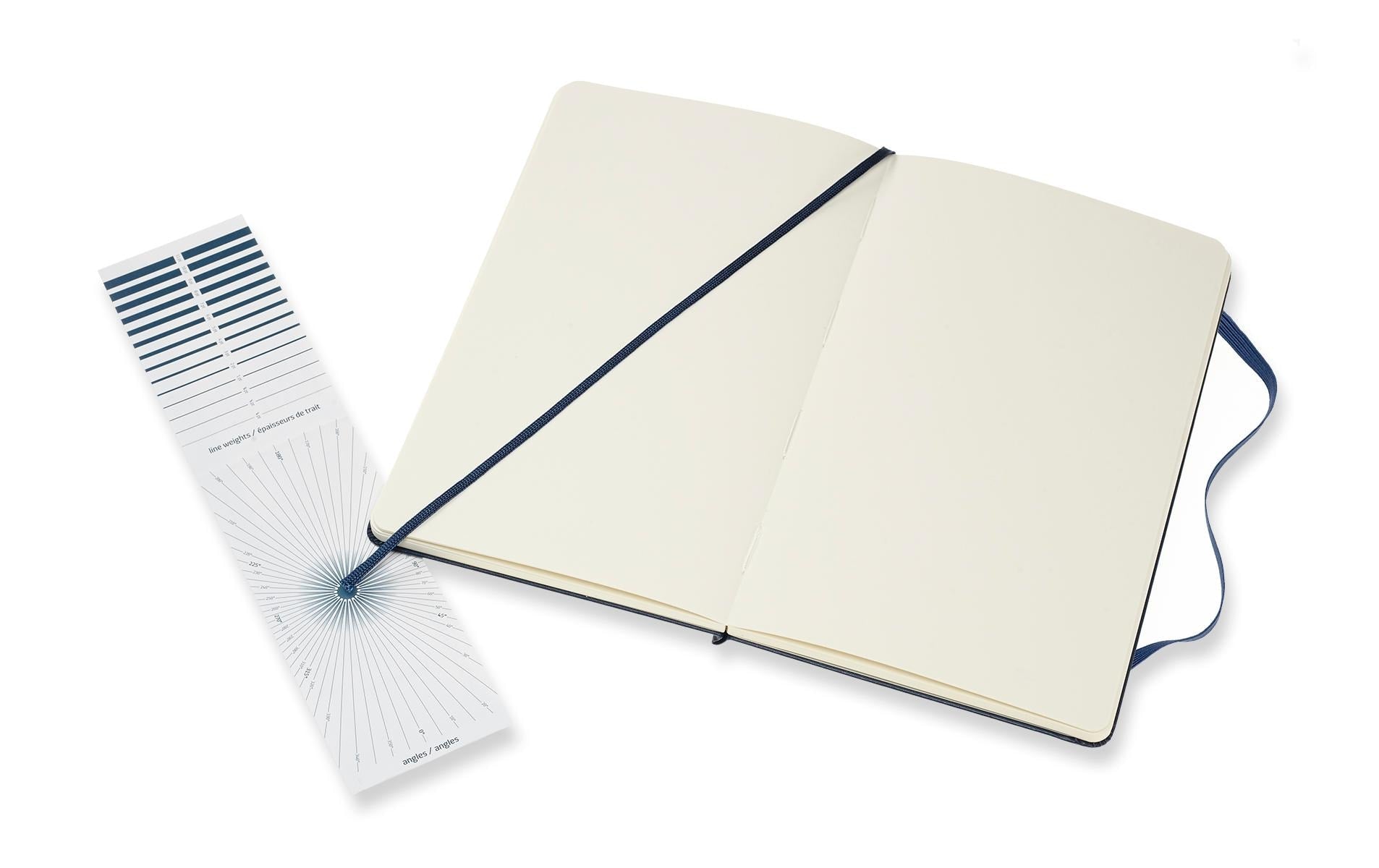 Moleskine Skizzenbuch – 13 × 21 cm – 165 g/m² – Hardcover – mit Gummiband – Elfenbeinweiss – Blau