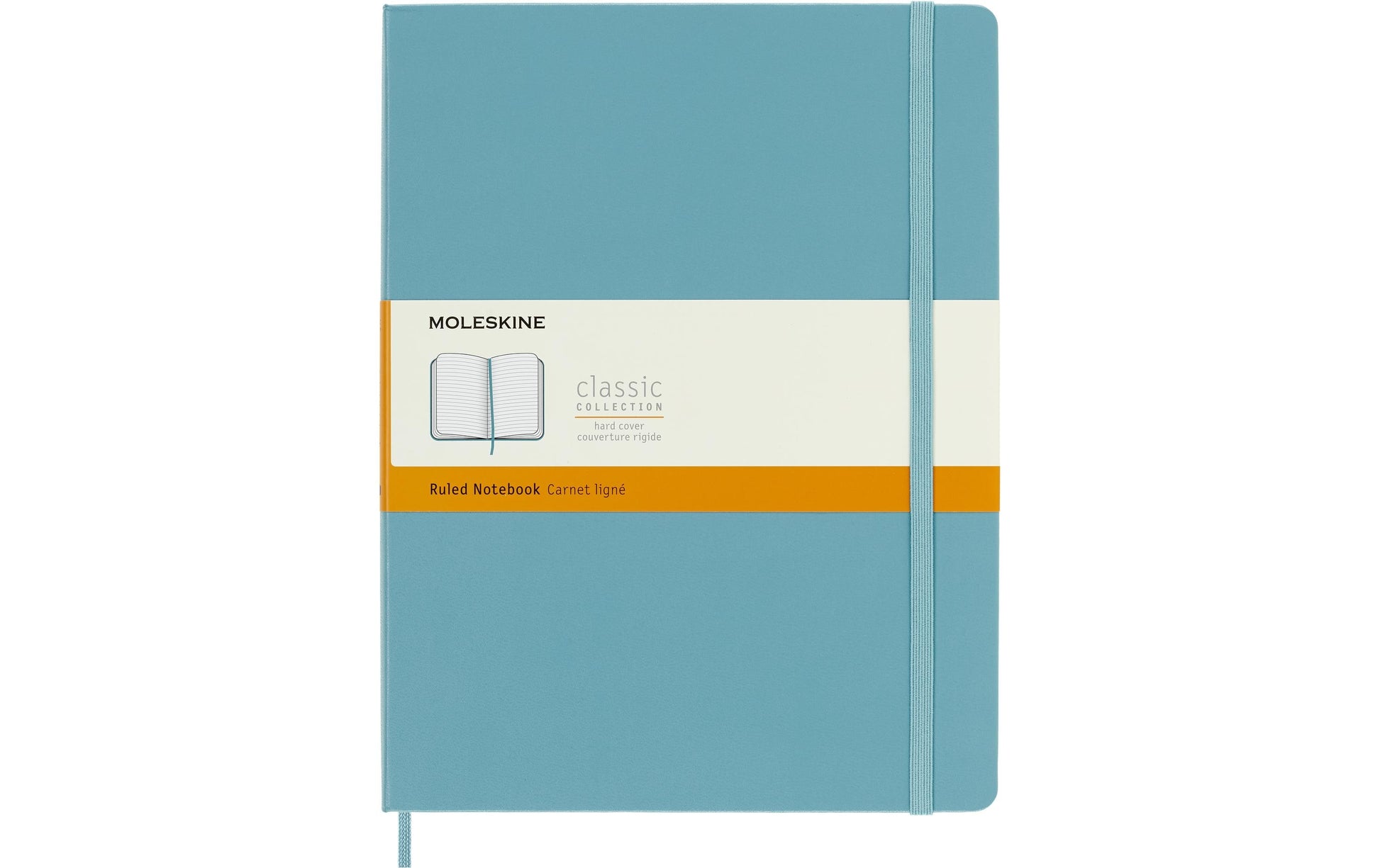 Moleskine Notizbuch – 190 × 250 mm – liniert – 70 g/m² – Hardcover, Gummiband, Innentasche, Blau, FSC