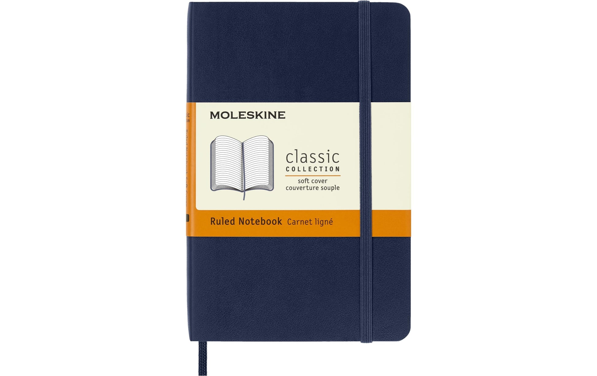 Moleskine Notizbuch – 90 × 140 mm – liniert – 70 g/m² – Softcover, Gummiband, Falttasche, Blau, FSC