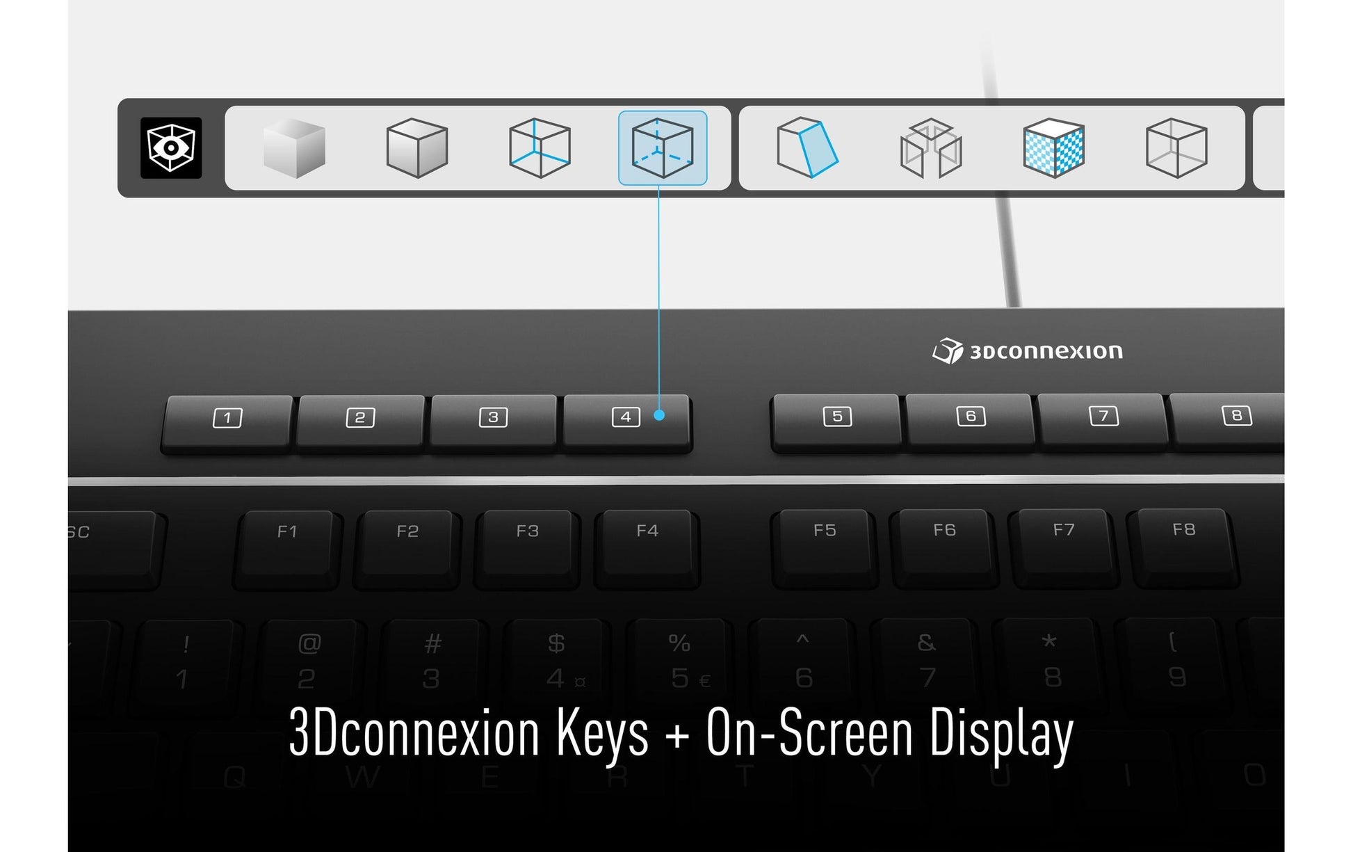 3Dconnexion Keyboard Pro – Tastatur, kabelgebunden (USB-A), CH-Layout (DE-CH), Fullsize (mit Ziffernblock)