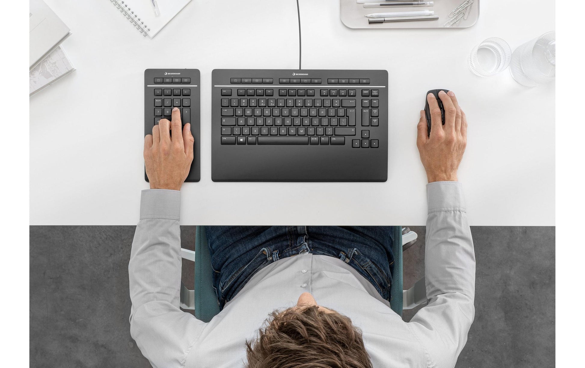 3Dconnexion Keyboard Pro – Tastatur, kabelgebunden (USB-A), CH-Layout (DE-CH), Fullsize (mit Ziffernblock)