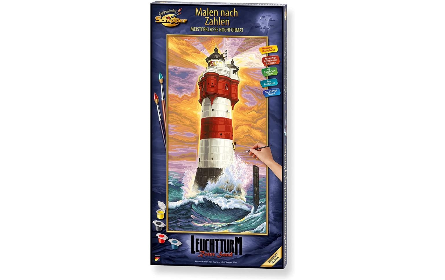 Schipper Malen-nach-Zahlen-Set – Leuchtturm Roter Sand – 40 × 80 cm – ab 8 Jahren