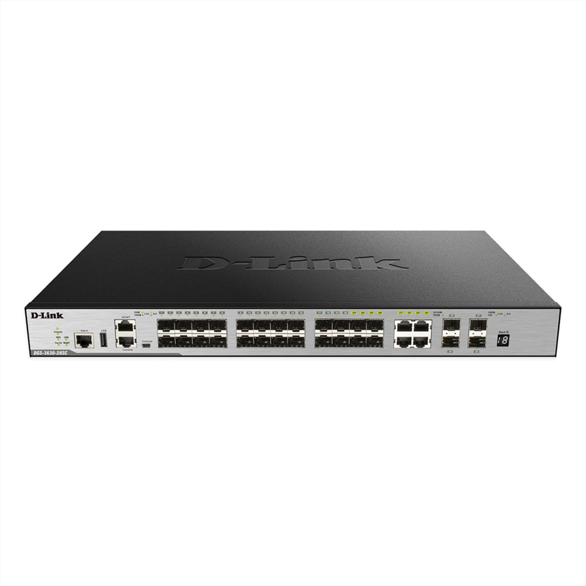 D-Link DGS-3630-28SC/SI/E – Managed Switch – 4×GbE, 24×SFP, 4×10G SFP+, L3, 1U