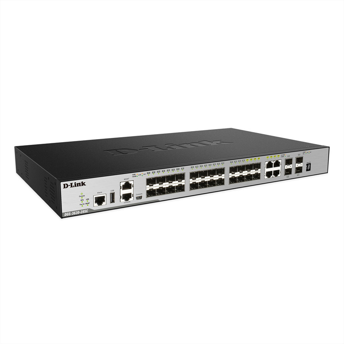 D-Link DGS-3630-28SC/SI/E – Managed Switch – 4×GbE, 24×SFP, 4×10G SFP+, L3, 1U